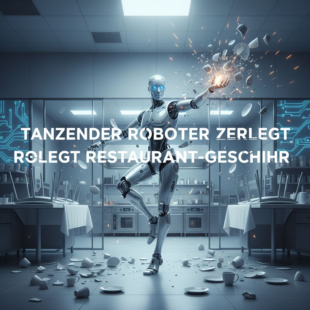 Tanzender Roboter zerlegt Restaurant-Geschirr